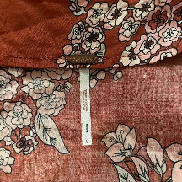 Free People Sunray Sarong Skirt Rust Floral Light Combo Size 6 - Picture 4 of 5